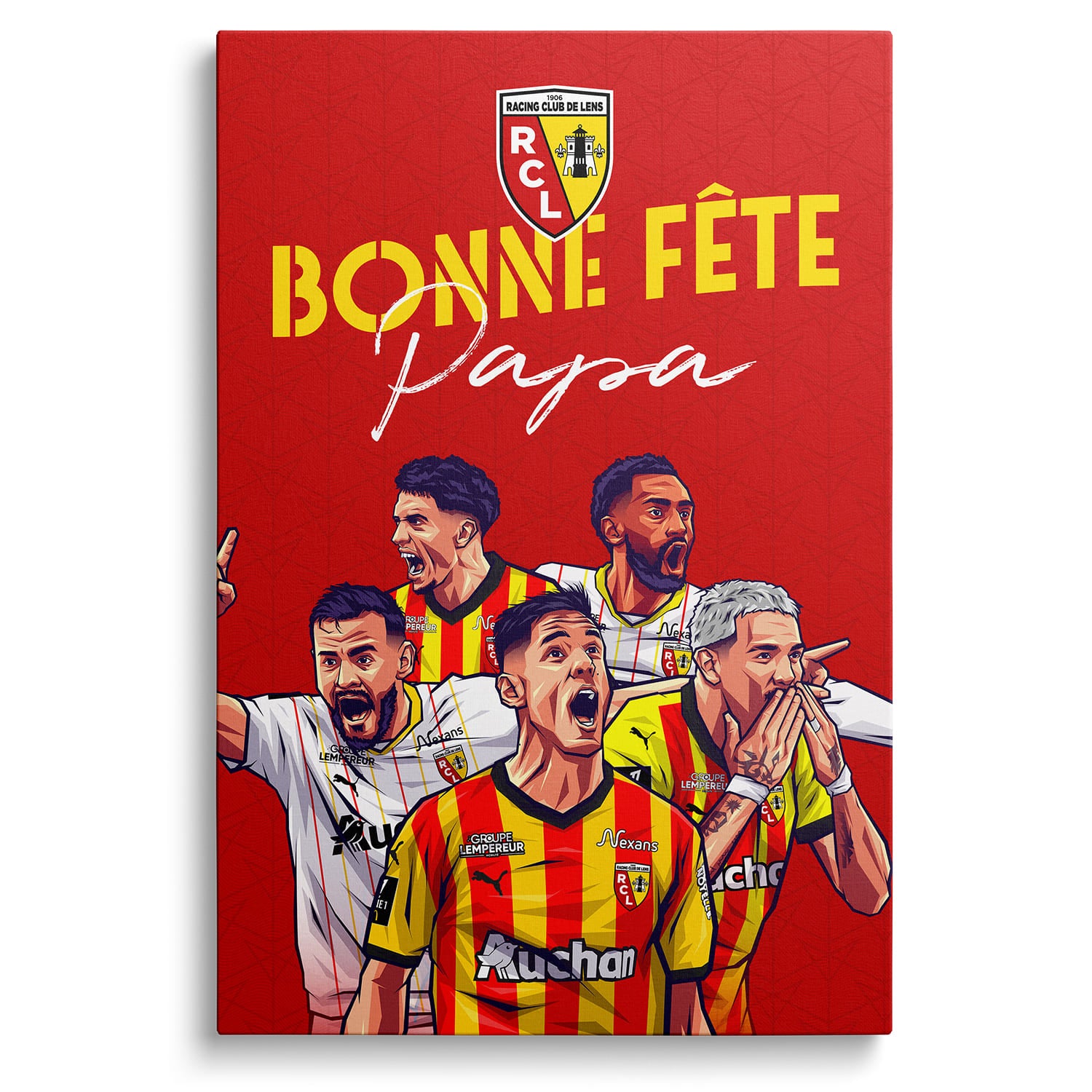 Toile - Racing club de Lens - Bonne fête papa - Joueurs - (Grand modèle - 50*40cm)