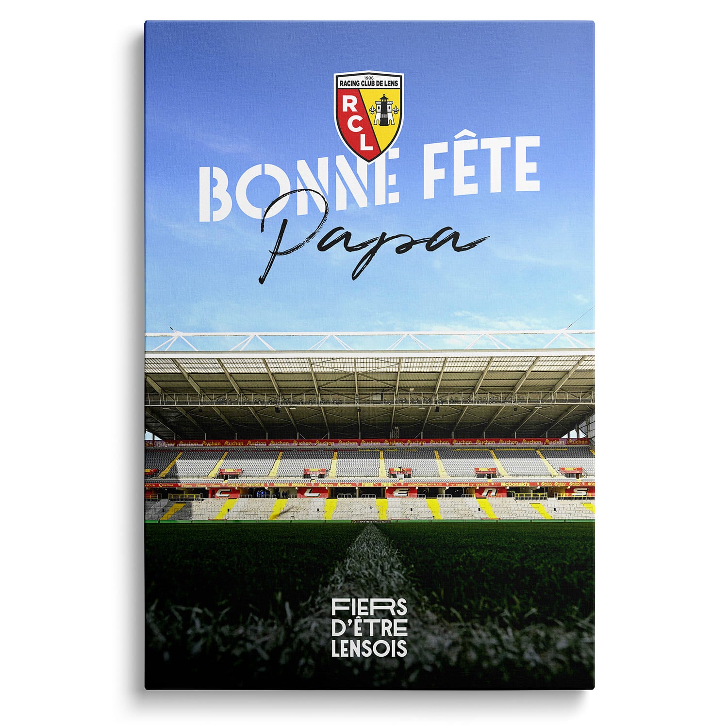 Toile - Racing club de Lens - Bonne fête papa (Grand modèle - 50*40cm)