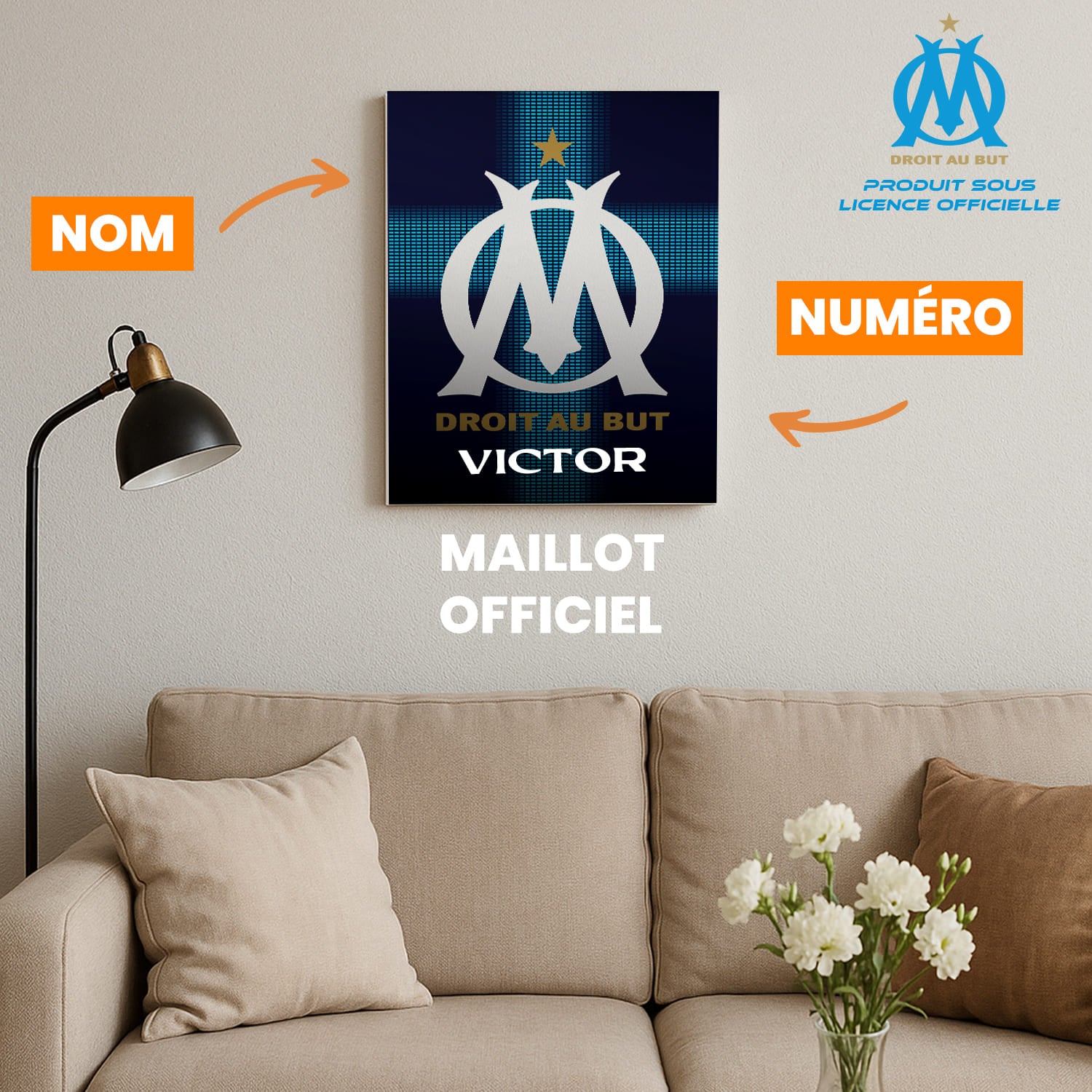 OneTrophy Olympique de Marseille - Toile Logo personnalisable - Exterieur
