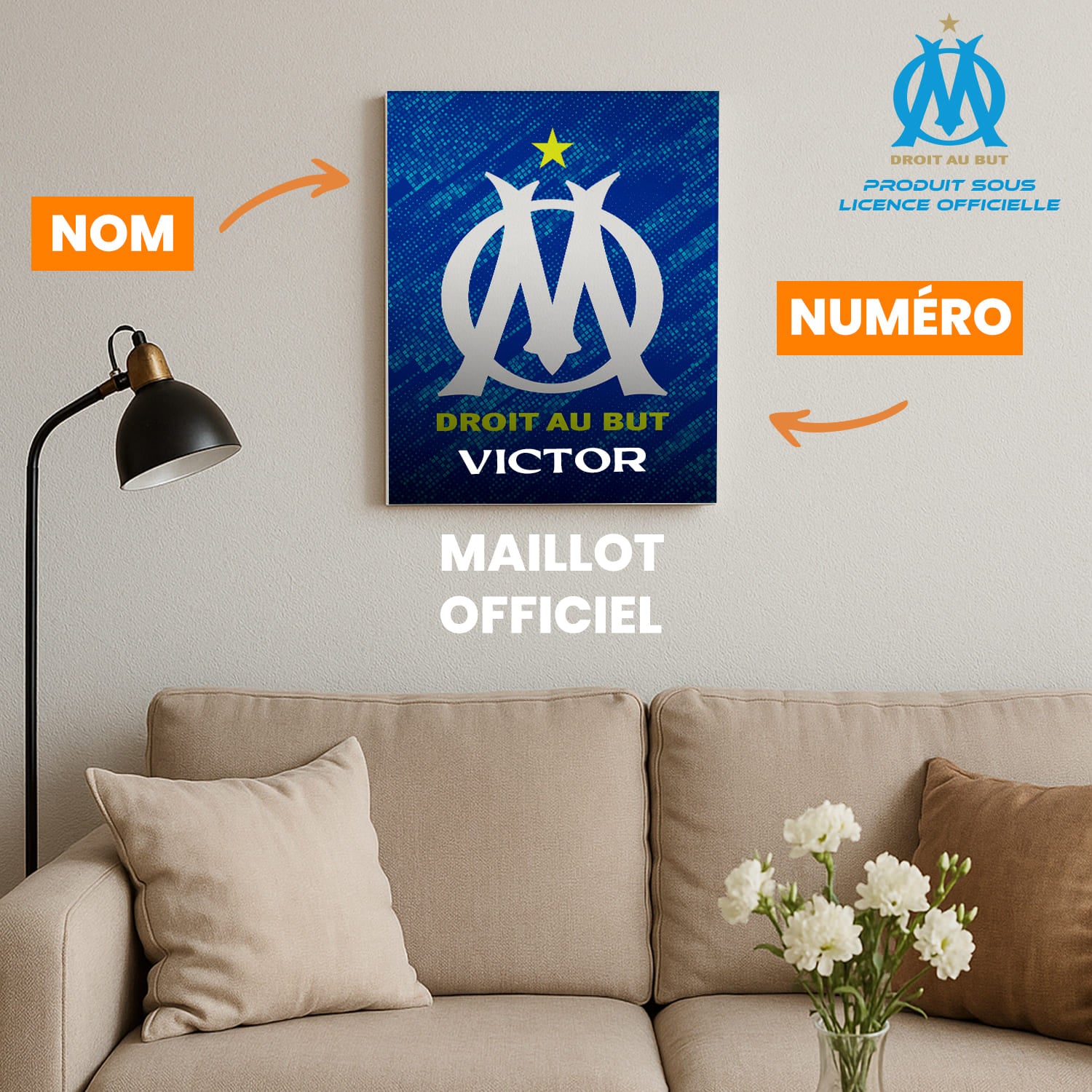 OneTrophy Olympique de Marseille - Toile Logo personnalisable - Third