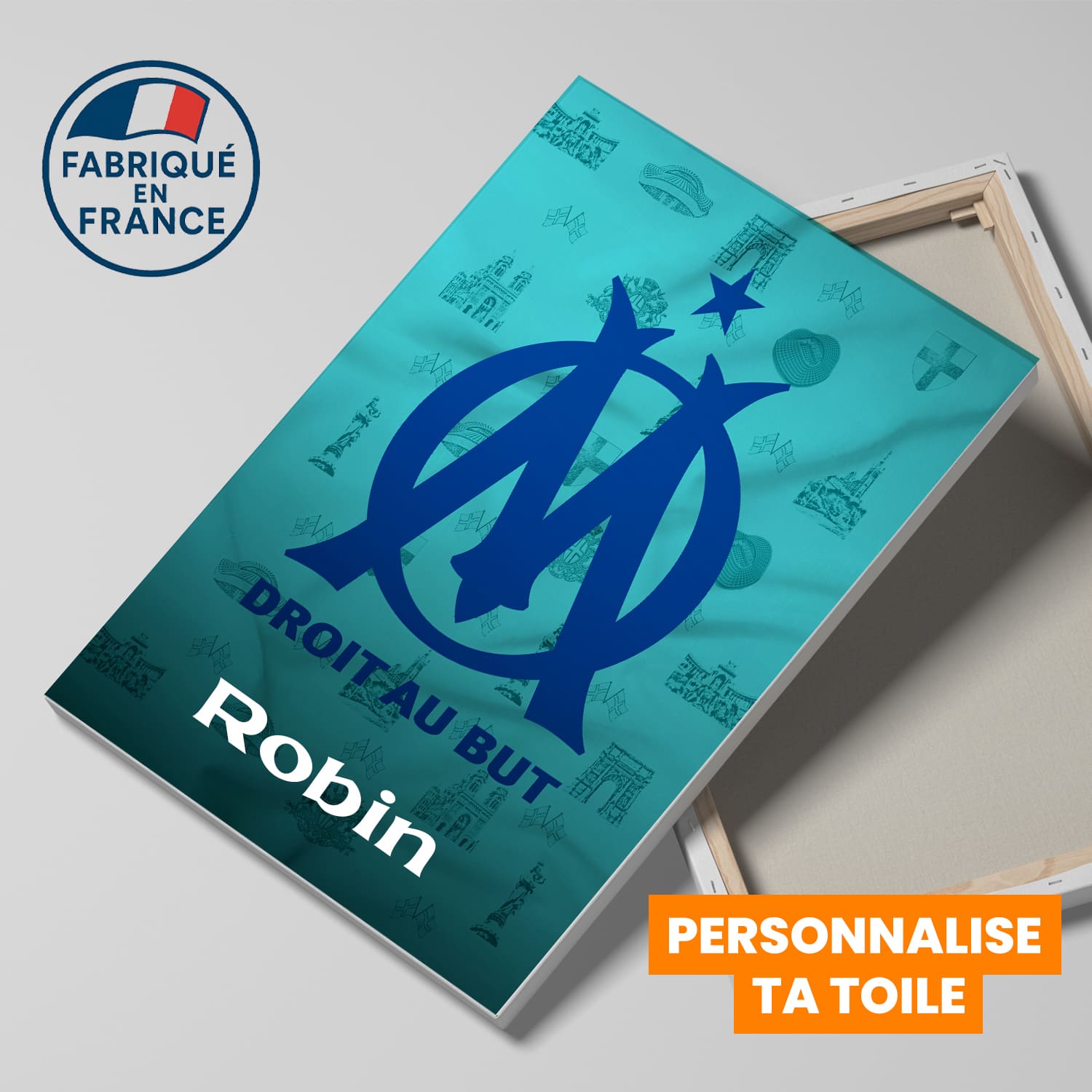 OneTrophy Olympique de Marseille - Toile Logo personnalisable - Marseille - Ville historique (bleu)