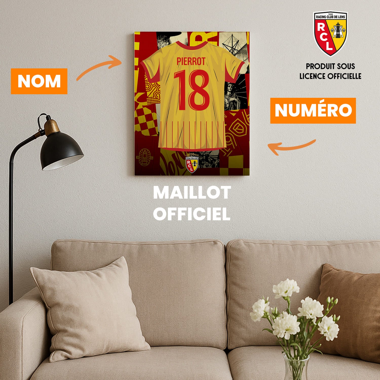 OneTrophy RC Lens - Toile maillot personnalisable - Domicile