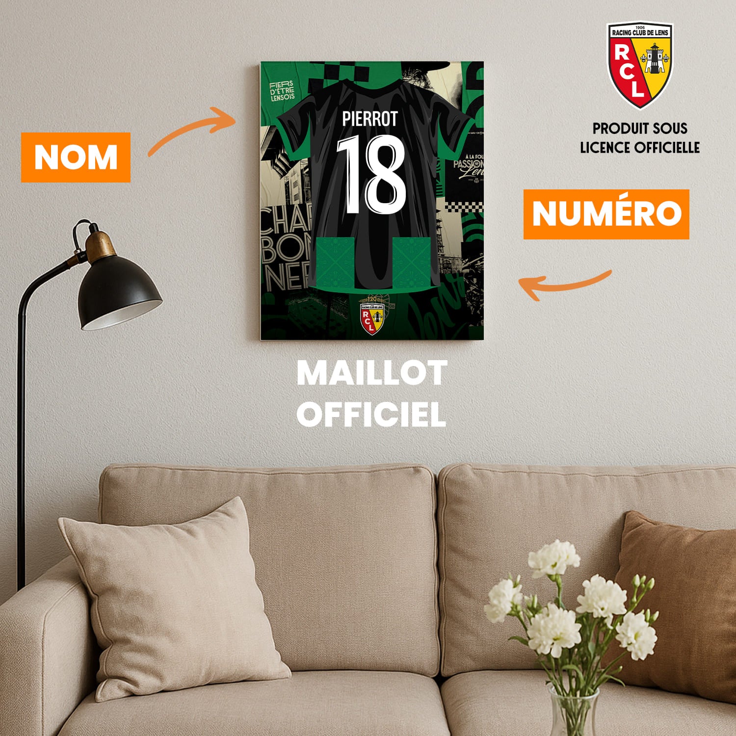 OneTrophy RC Lens - Toile maillot personnalisable - Extérieur