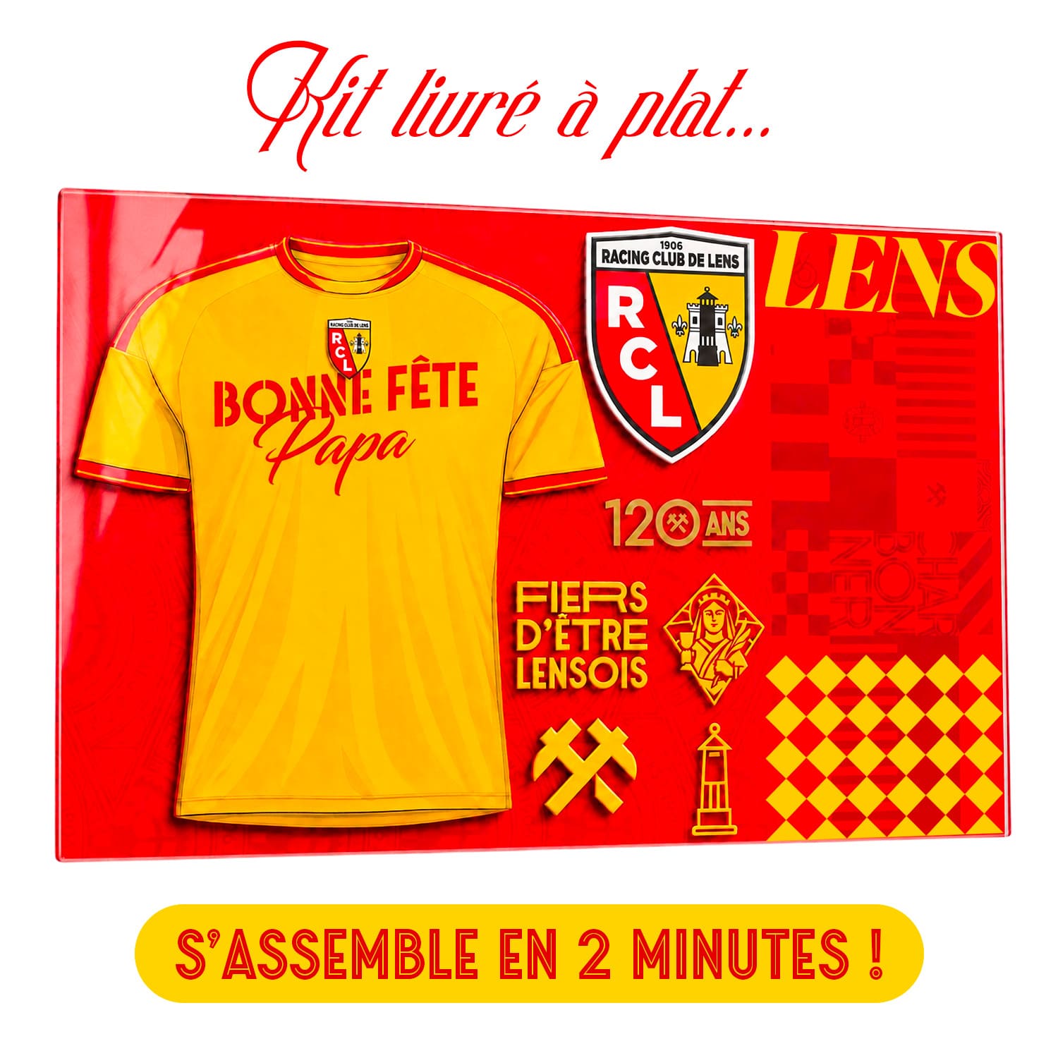 Kit Maillot RC Lens Fête des Pères – « Bonne Fête Papa » (Domicile) | Produit sous Licence Officielle