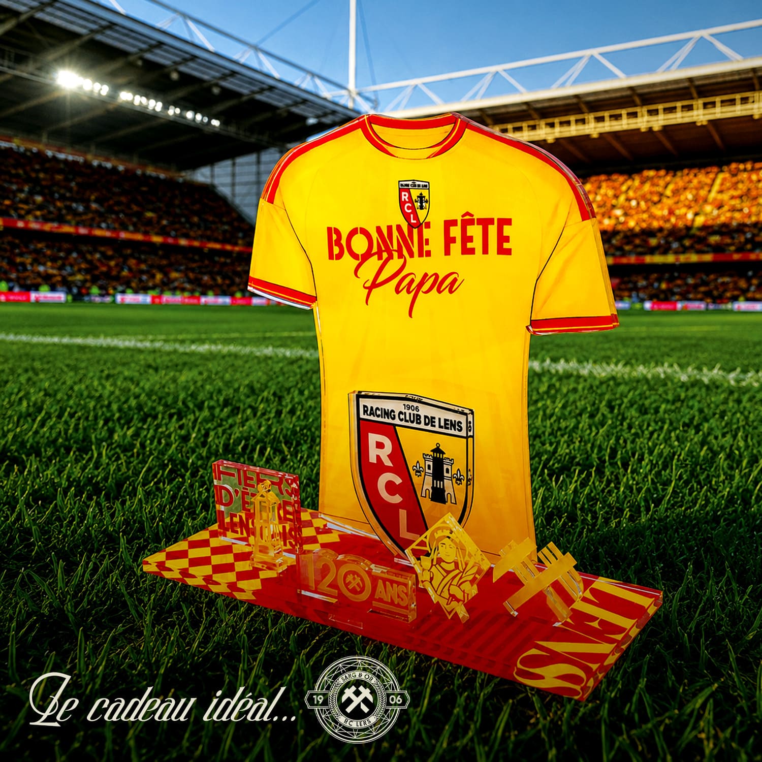 Kit Maillot RC Lens Fête des Pères – « Bonne Fête Papa » | Produit sous Licence Officielle