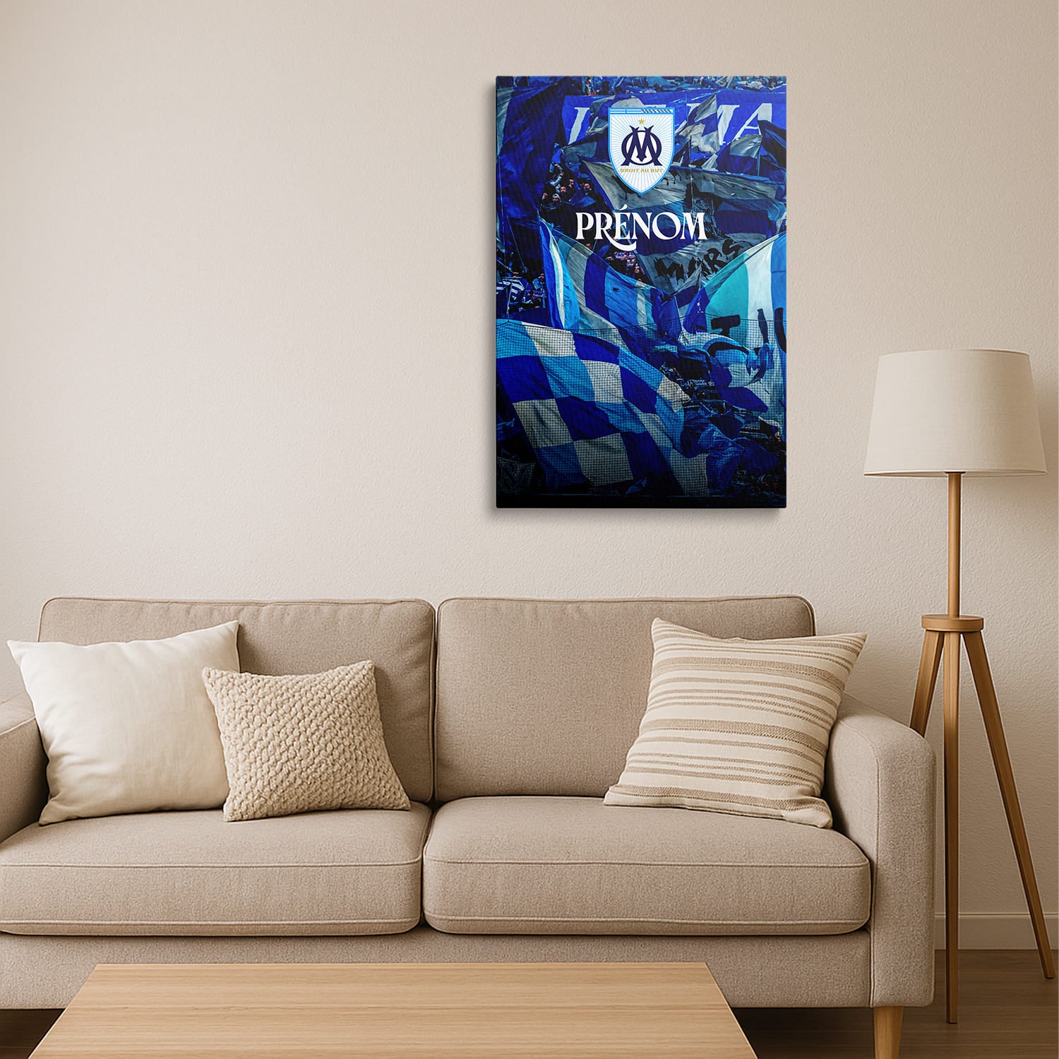 OneTrophy Olympique de Marseille - Toile personnalisable - La marée bleue et blanche