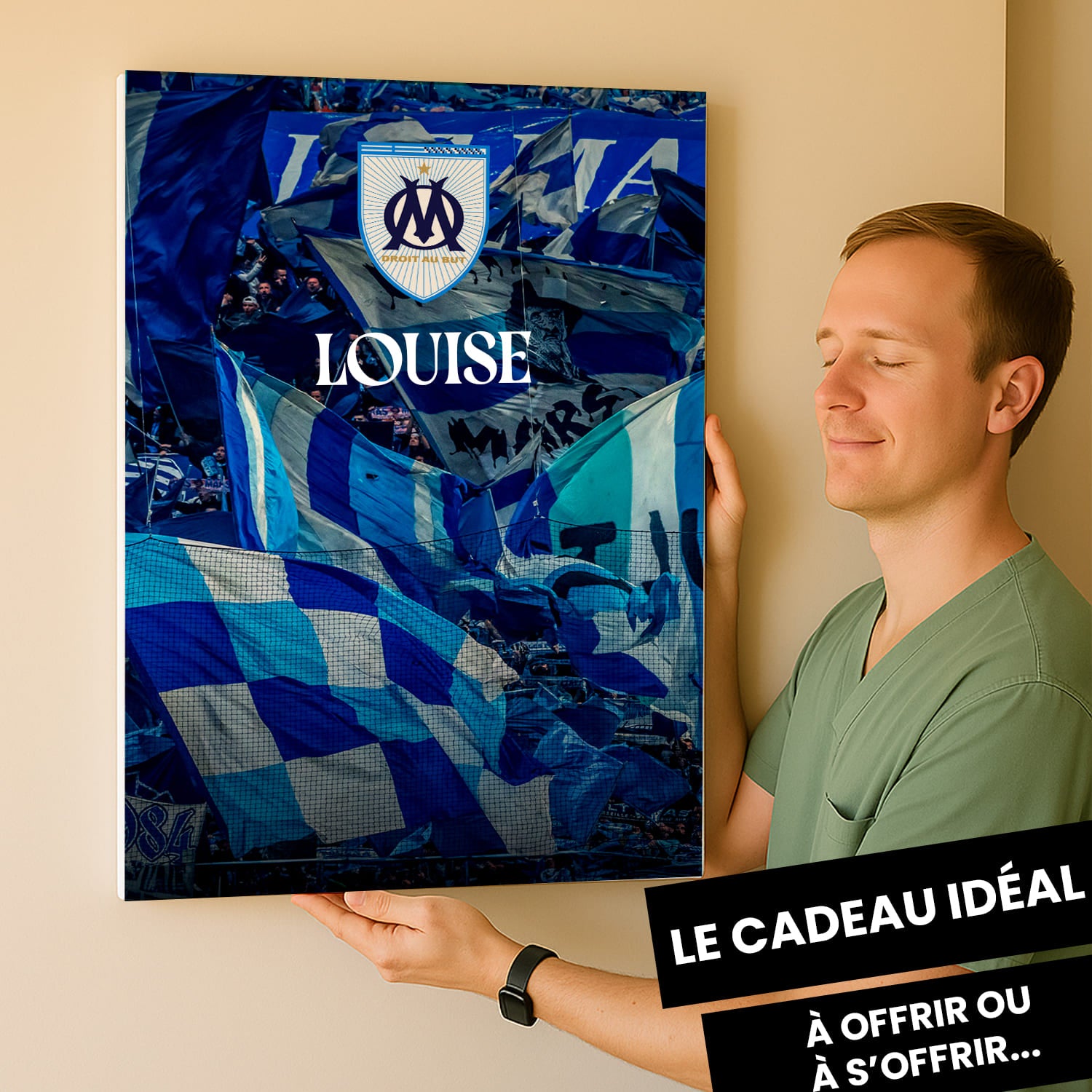 OneTrophy Olympique de Marseille - Toile personnalisable - La marée bleue et blanche