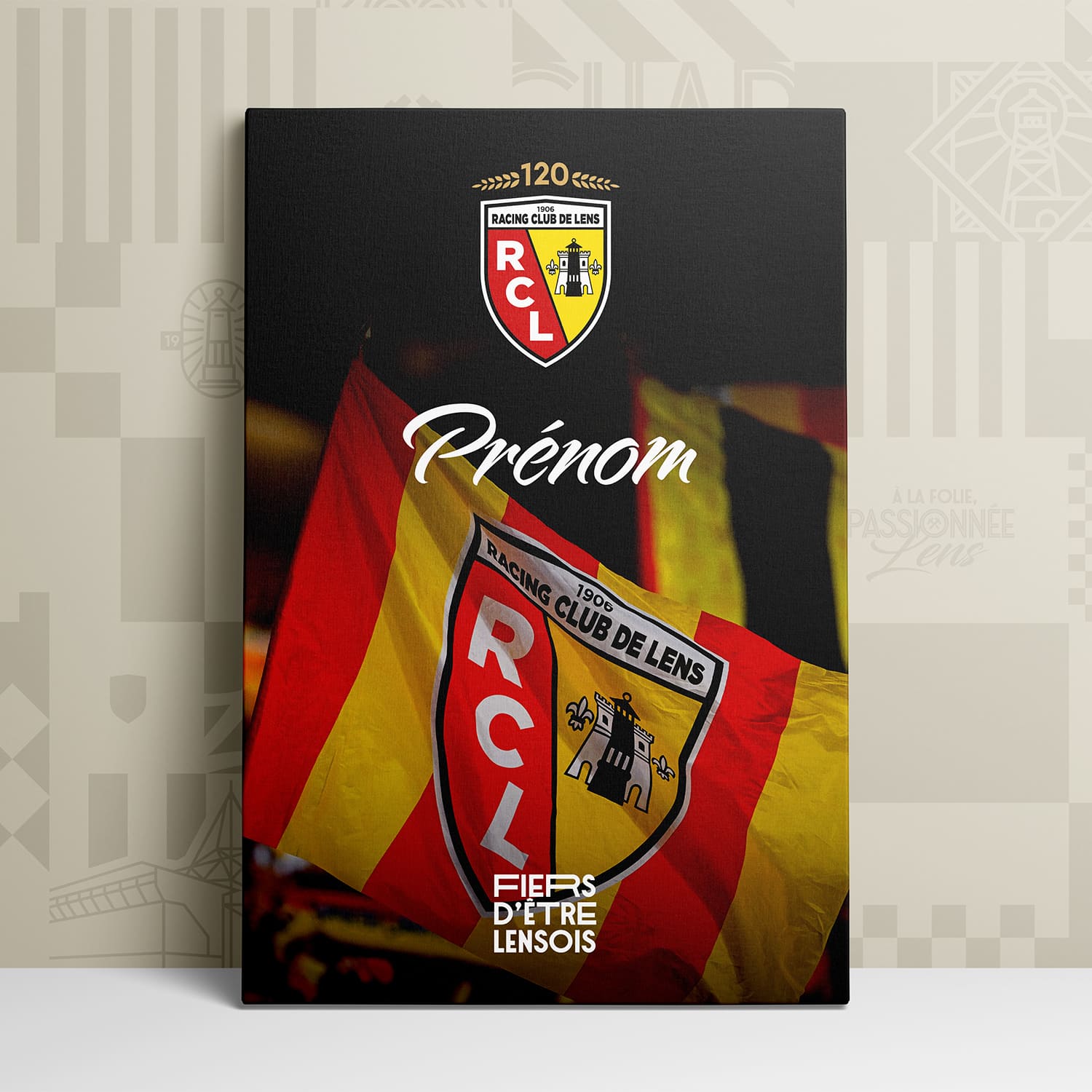 OneTrophy RC Lens - Toile personnalisable - La Vague Sang et Or