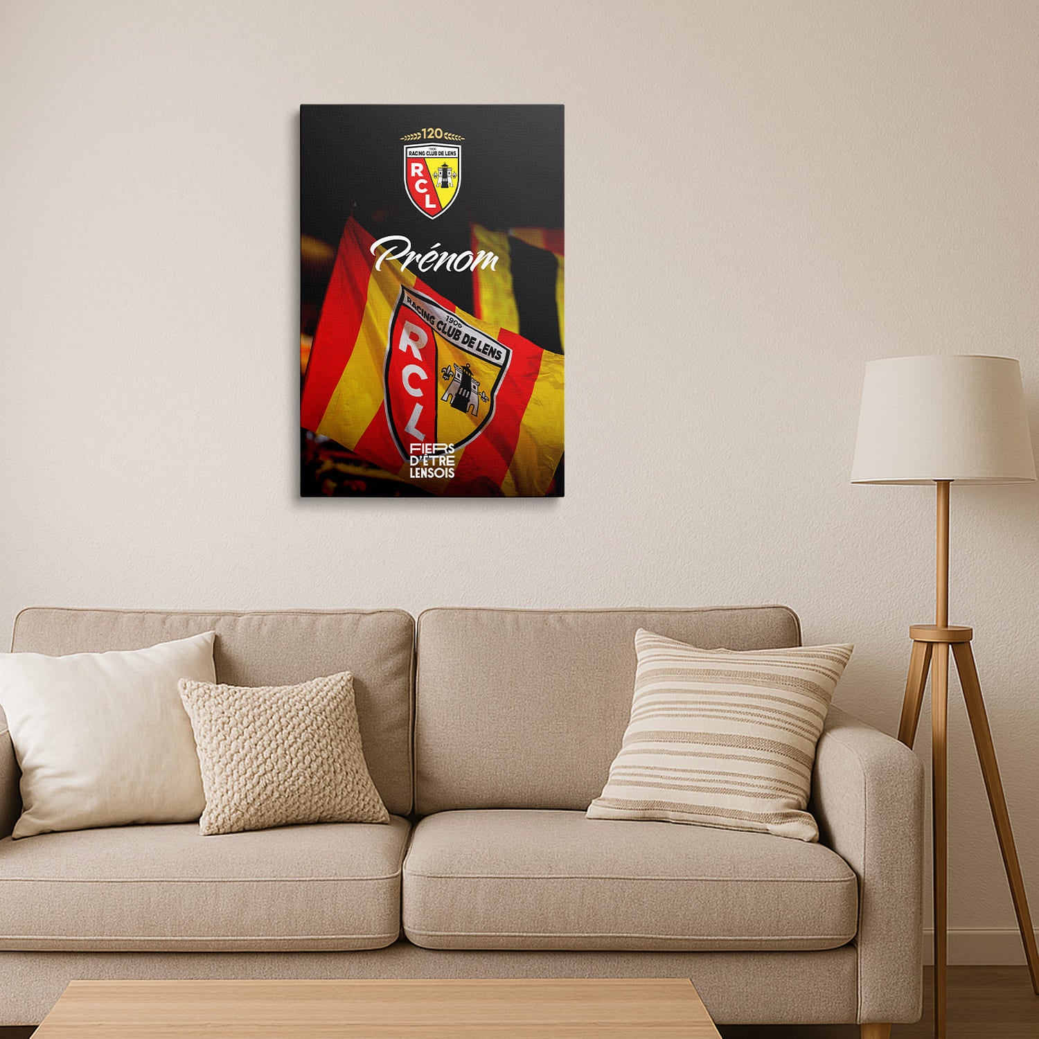 OneTrophy RC Lens - Toile personnalisable - La Vague Sang et Or