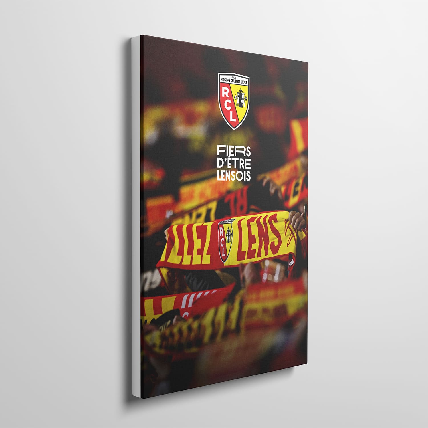 Toile sous licence officielle RC Lens - Le Mur Sang et Or (50*40cm)