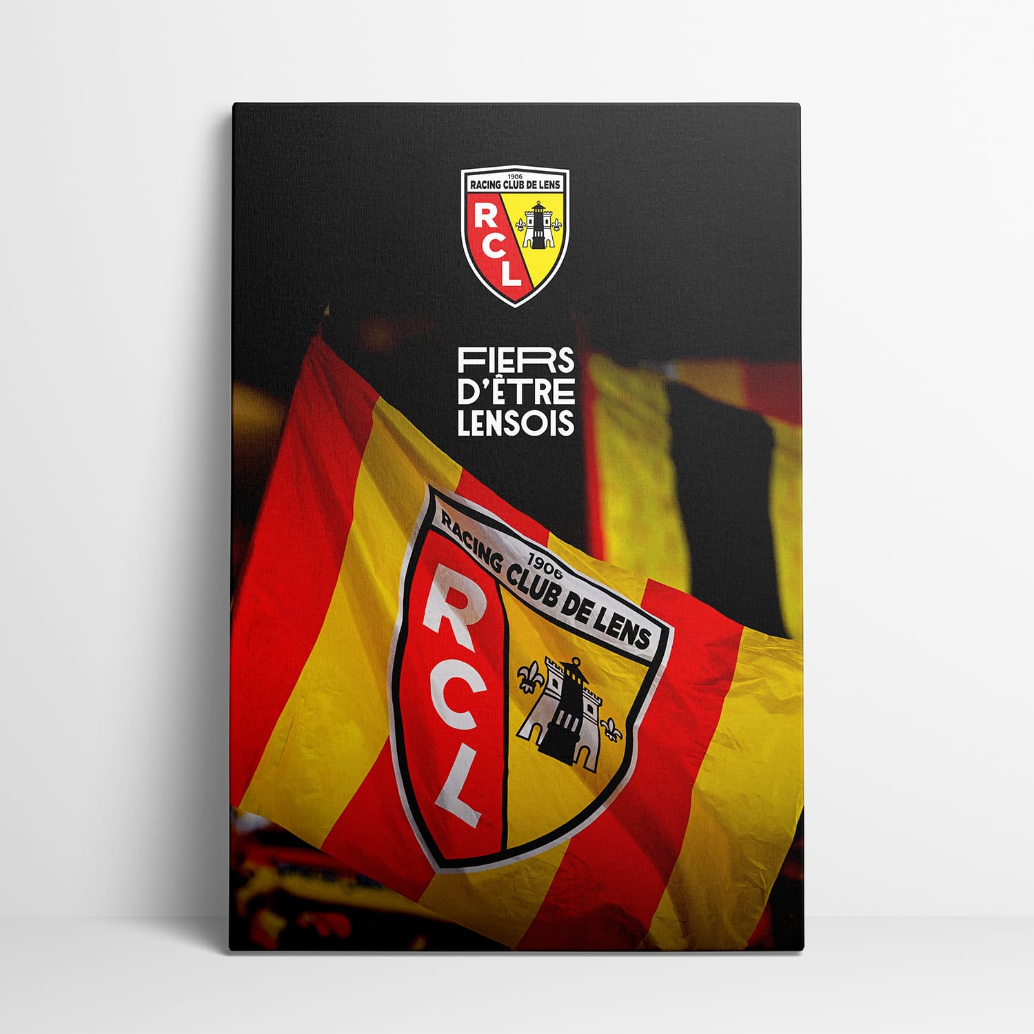 Toile sous licence officielle RC Lens - La vague Sang et Or (50*40cm)