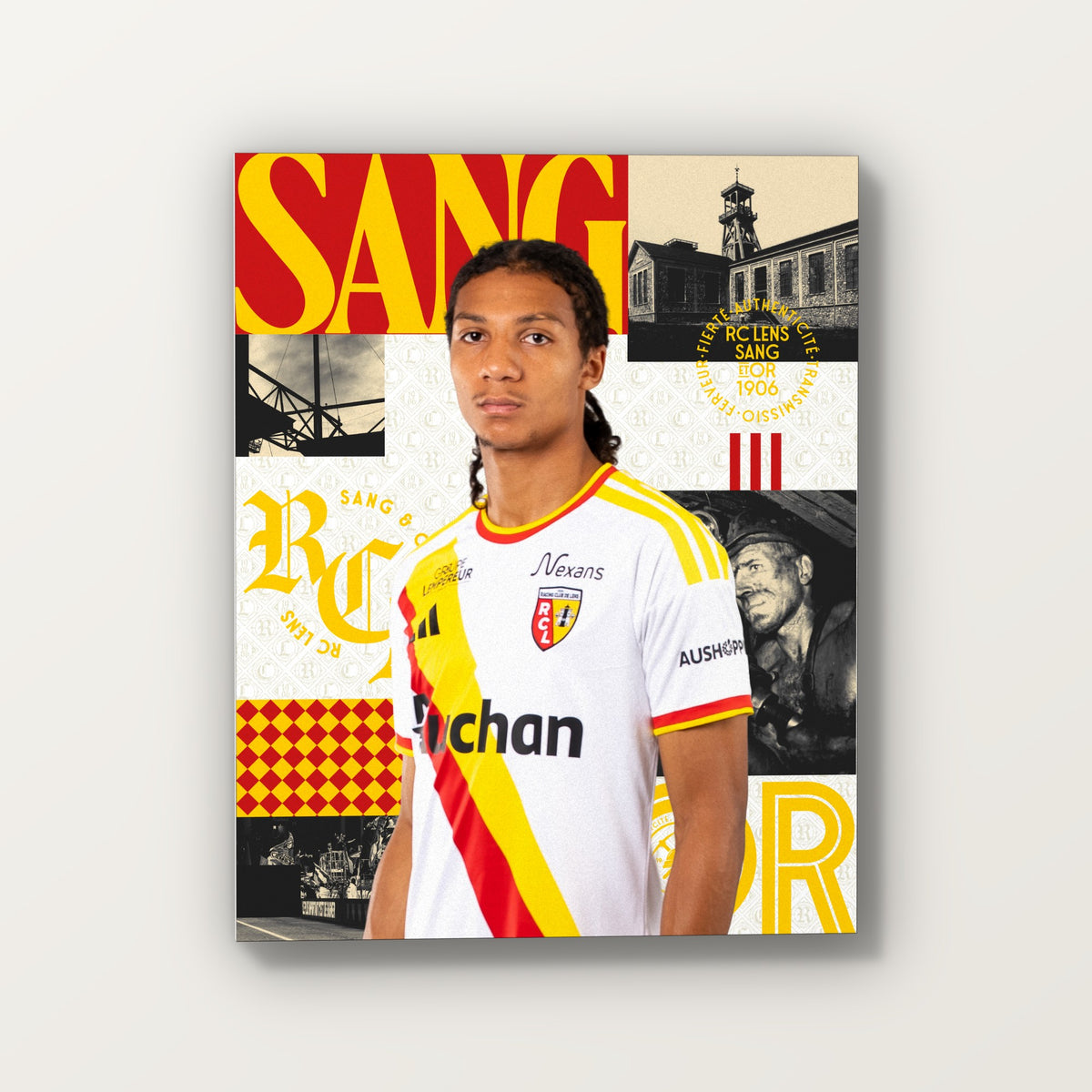 Toile joueur RC Lens Third 40 × 50 cm sur fond blanc