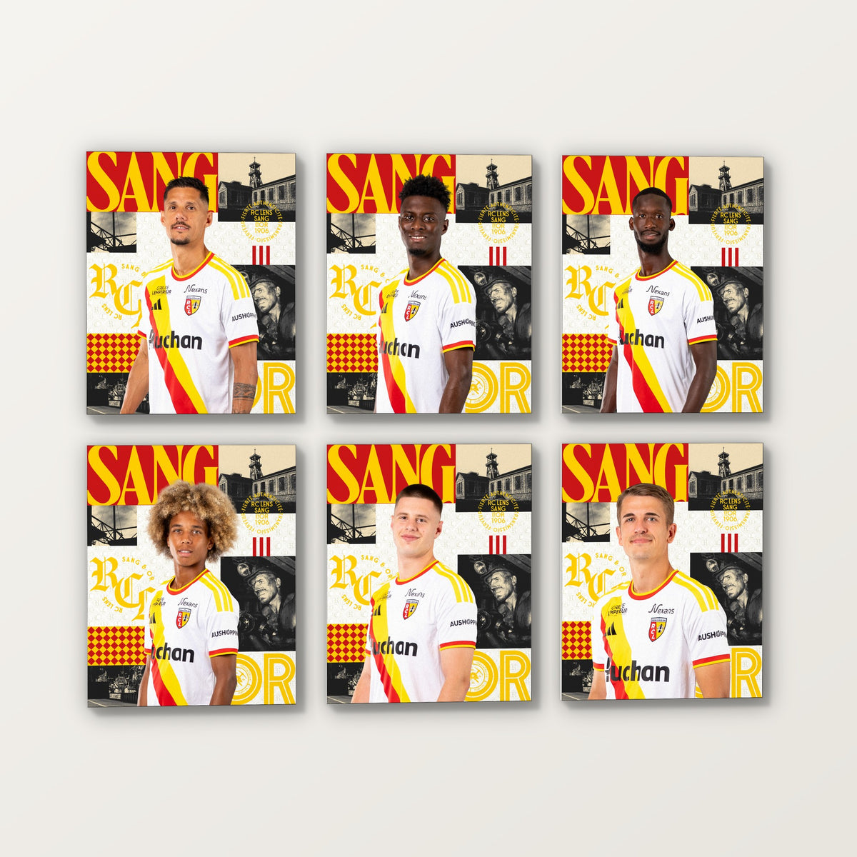 Galerie murale de six toiles joueurs RC Lens Third