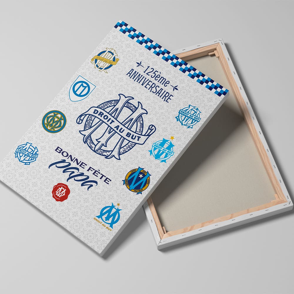 Toile - Olympique de Marseille - Bonne fête papa 125 ans (Grand modèle - 50*40cm)