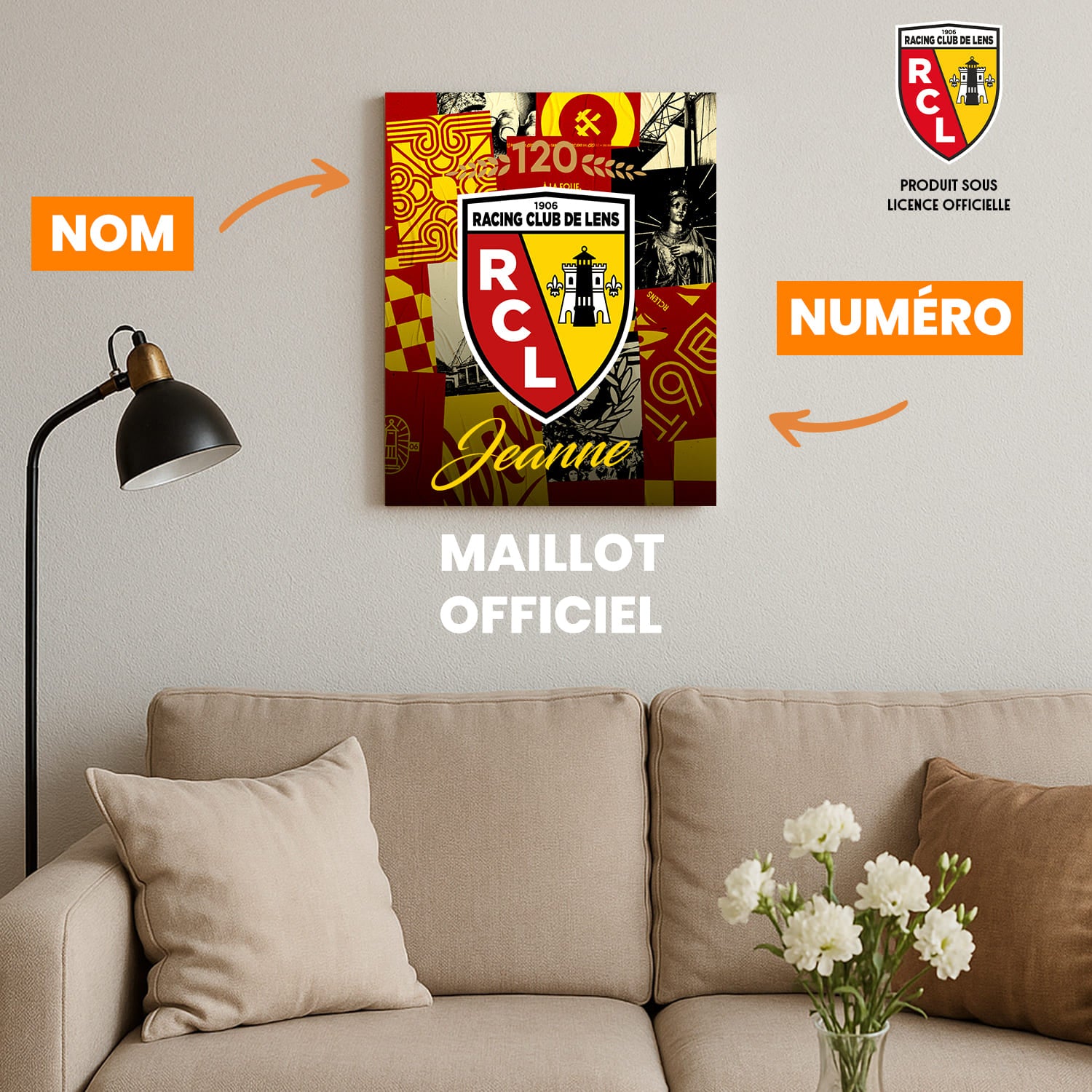 OneTrophy RC Lens - Toile Logo personnalisable - Domicile (120 ans)