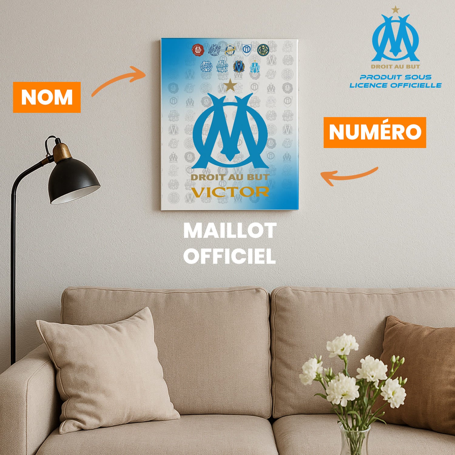 OneTrophy Olympique de Marseille - Toile Logo personnalisable - Domicile