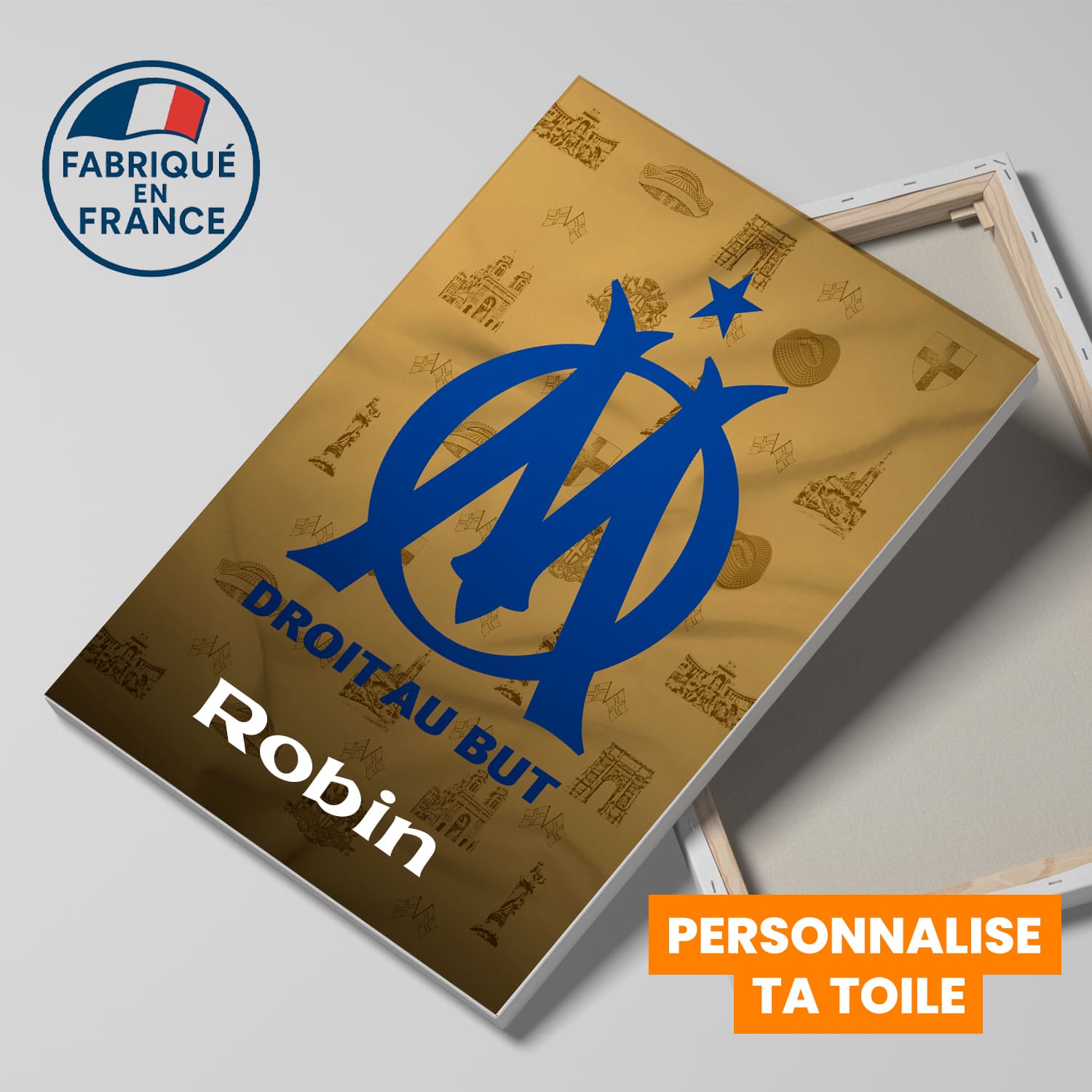 OneTrophy Olympique de Marseille - Toile Logo personnalisable - Marseille - Ville historique (doré)