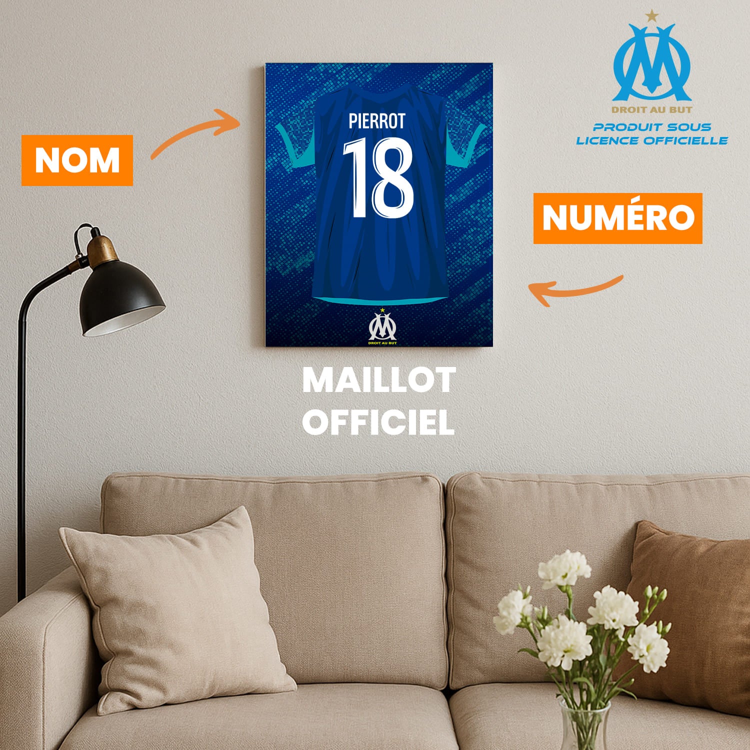 OneTrophy Olympique de Marseille - Toile Maillot personnalisable - Third