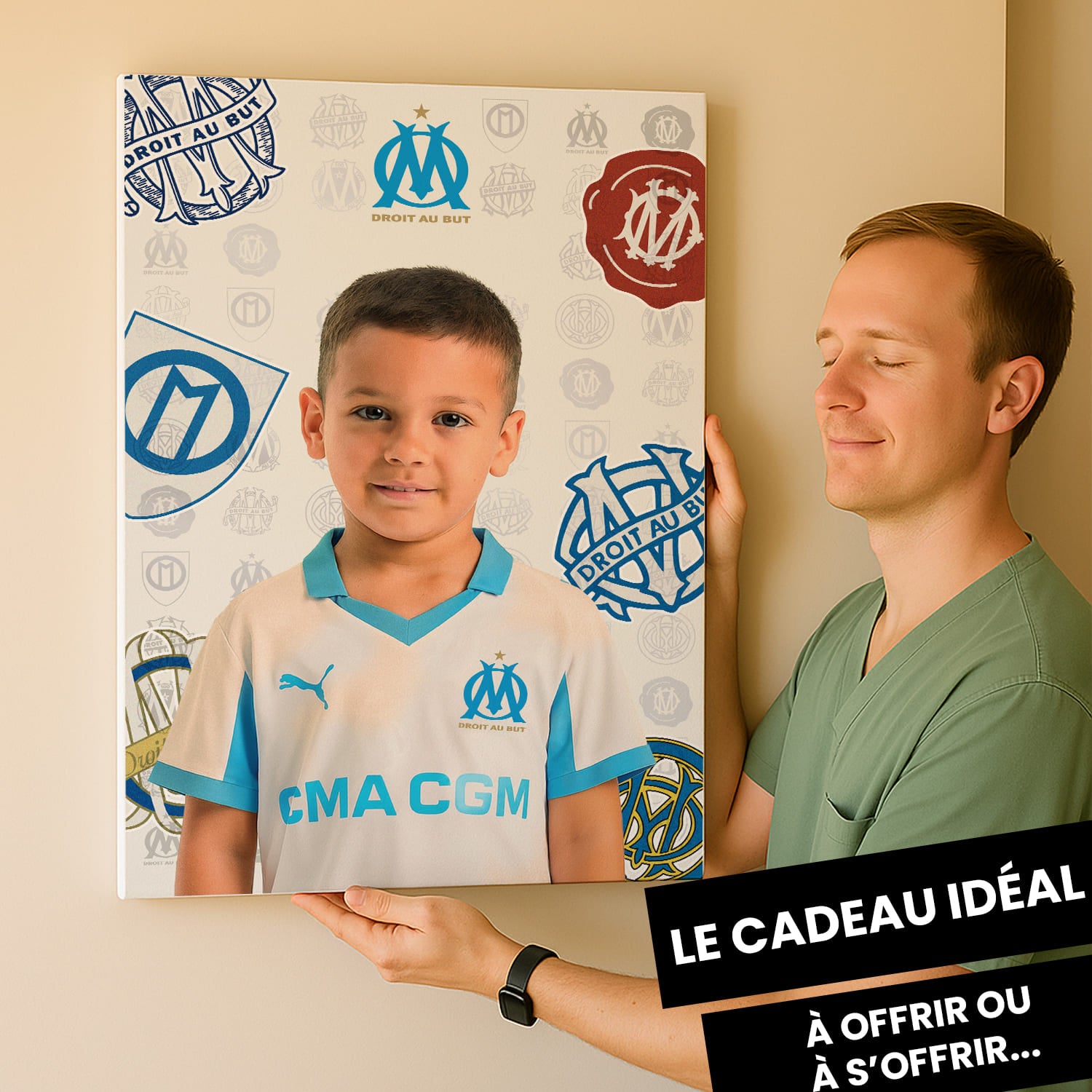 OneTrophy Olympique de Marseille - Toile personnalisable photo - Domicile