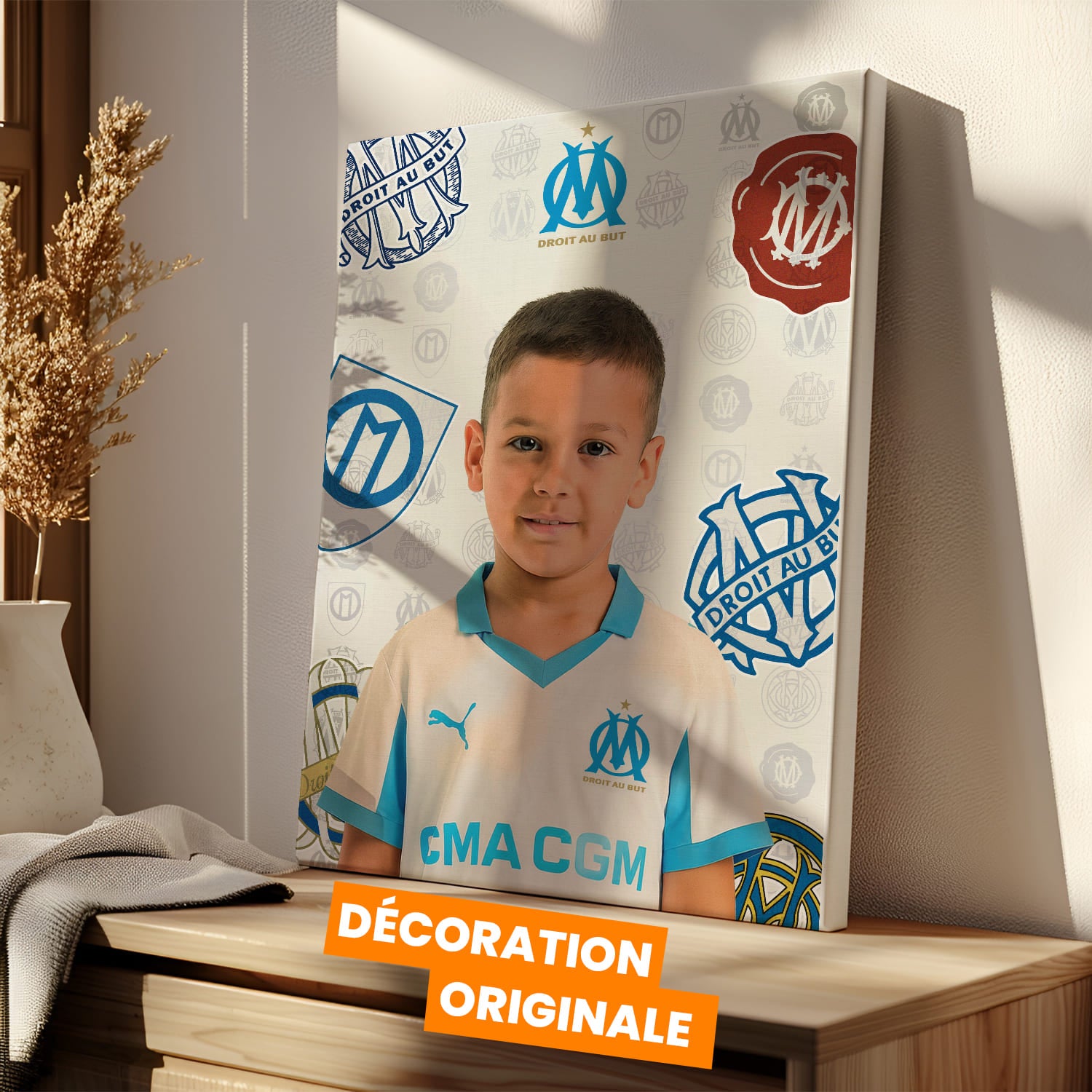 OneTrophy Olympique de Marseille - Toile personnalisable photo - Domicile