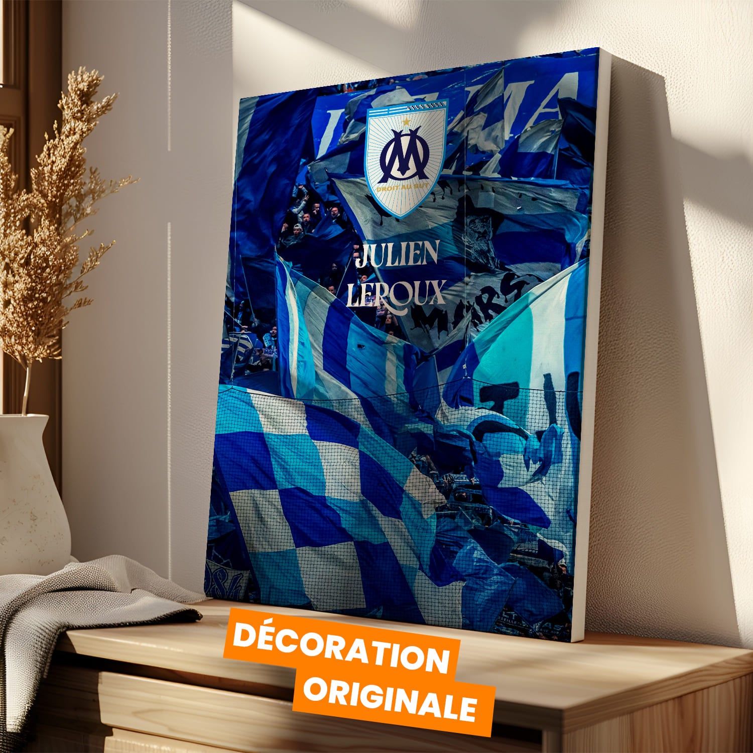 OneTrophy Olympique de Marseille - Toile personnalisable - La marée bleue et blanche