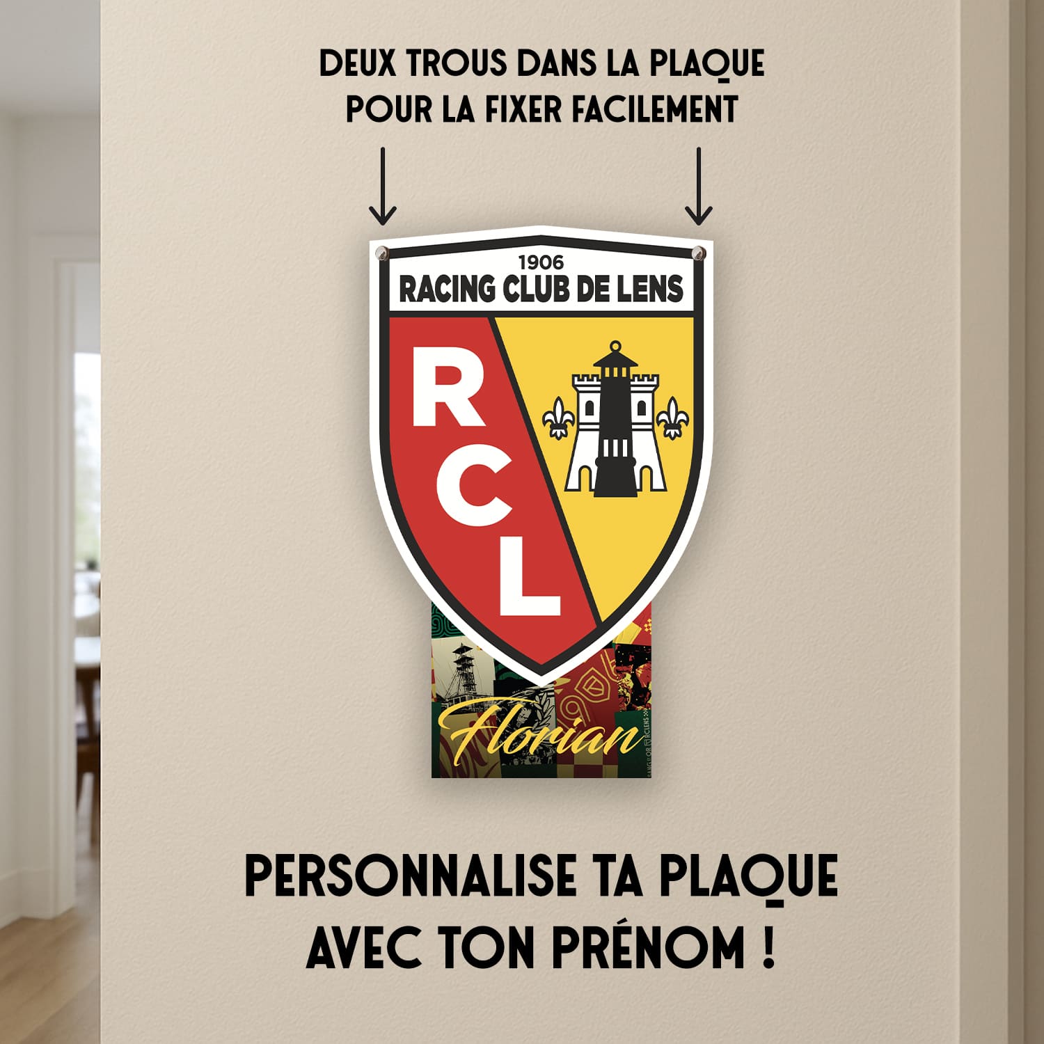 OneTrophy RC Lens - Plaque Supporters Personnalisable – Édition 120 Ans (Domicile)