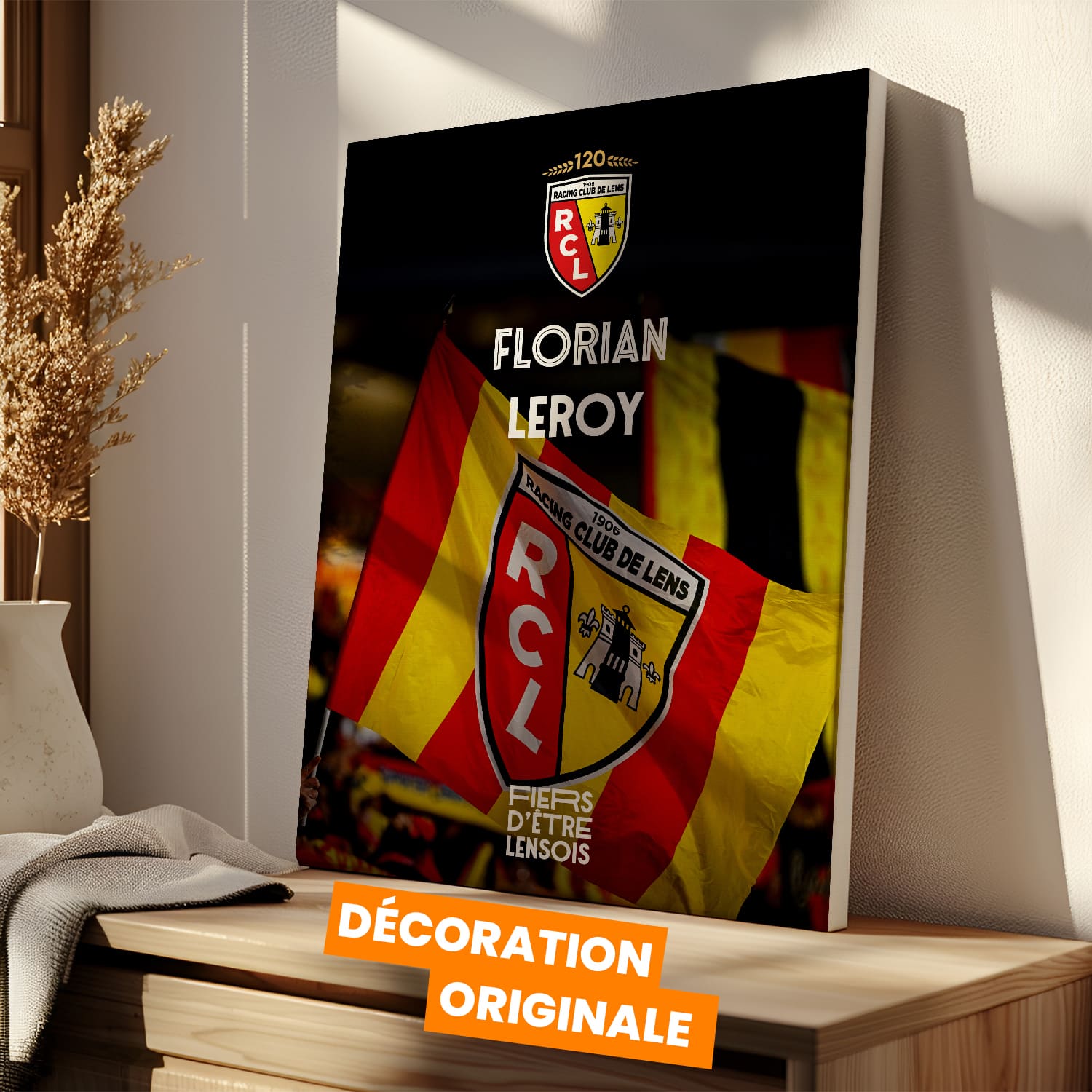 OneTrophy RC Lens - Toile personnalisable - La Vague Sang et Or