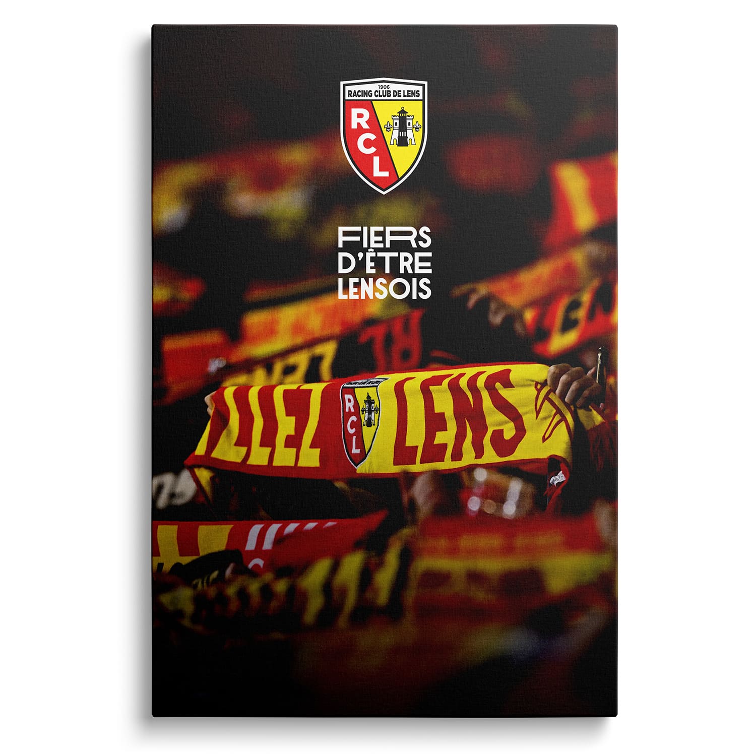 Toile sous licence officielle RC Lens - Le Mur Sang et Or (50*40cm)