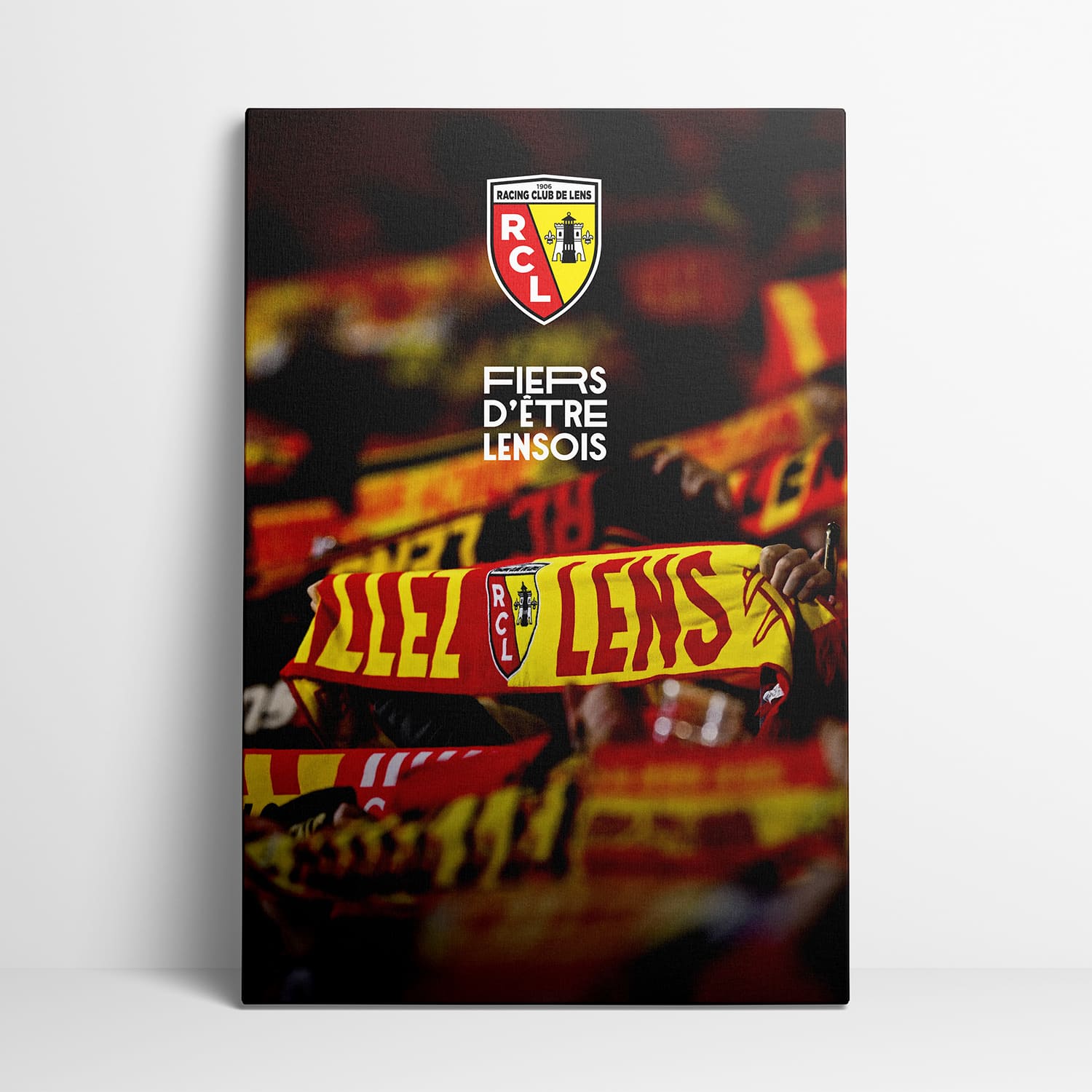 Toile sous licence officielle RC Lens - Le Mur Sang et Or (50*40cm)