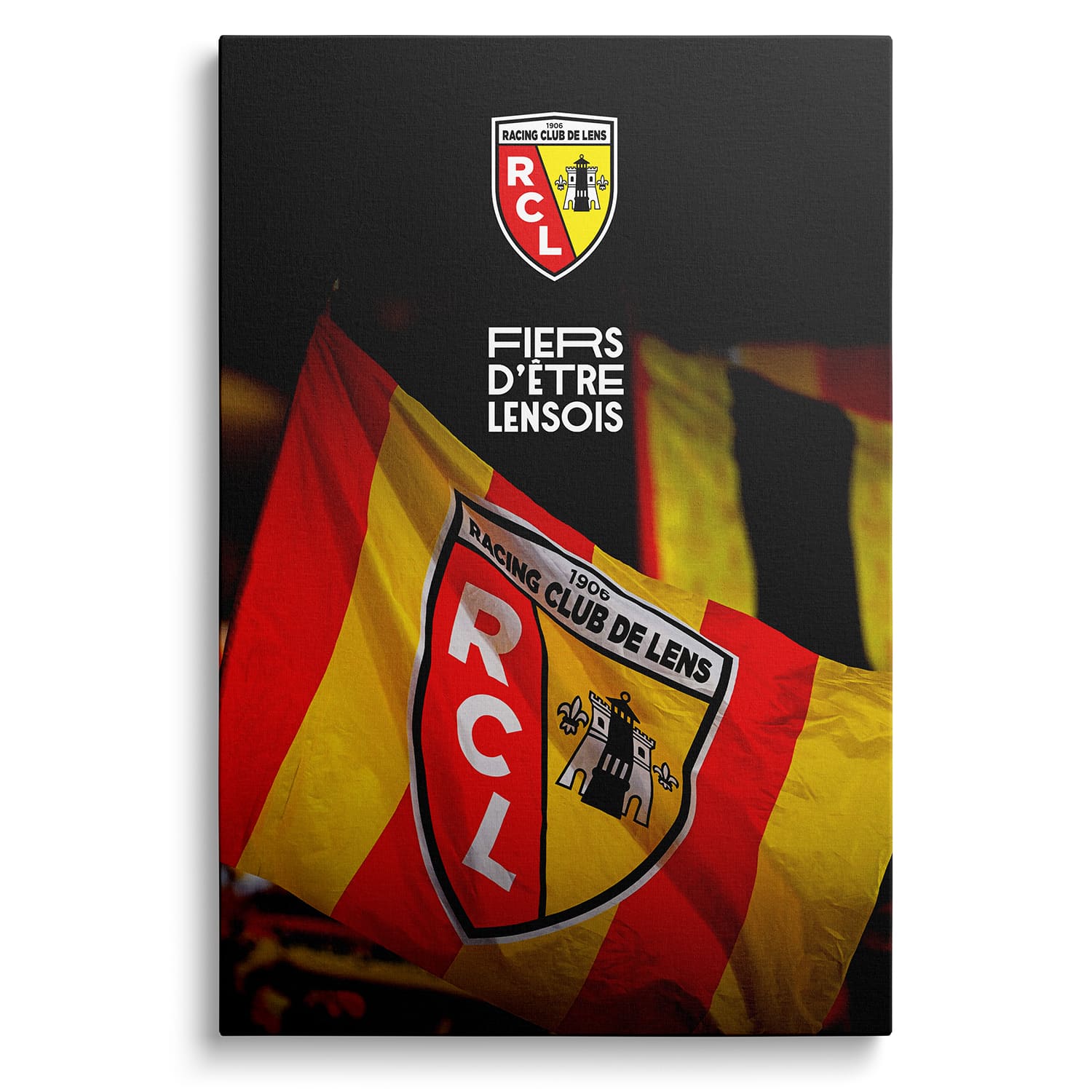 Toile sous licence officielle RC Lens - La vague Sang et Or (50*40cm)